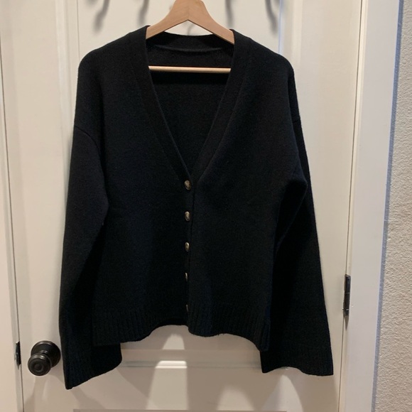 NakedCashmere Phoebe button downbell sleeve sweater 100% cashmere